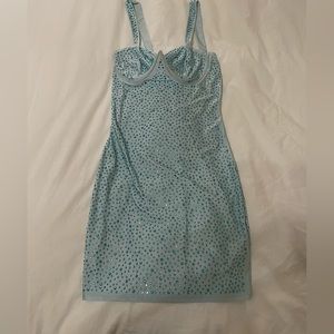 Sky blue sequin mini party dress
